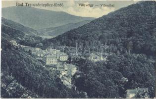 1913 Trencsénteplic-fürdő, Kúpele Trencianske Teplice; Villavölgy / Villenthal / villa valley (EK)
