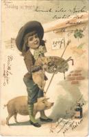 1907 Boldog Új Évet! / New Year greeting art postcard. litho (EK)