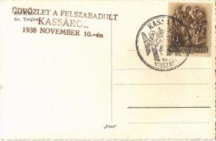 Kassa, Kosice; Szentháromság szobor /  Sv. Trojica / Trinity statue + "1938 Kassa visszatért&qu...