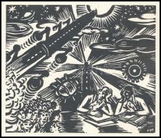 Frans Masereel (1889-1972): Jelenetek. 5 db fametszet, papír, jelzett a metszeten, 11×13 cm