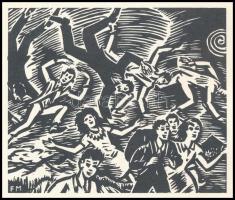 Frans Masereel (1889-1972): Jelenetek. 5 db fametszet, papír, jelzett a metszeten, 11×13 cm