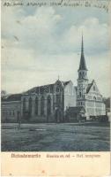 1929 Dicsőszentmárton, Tarnaveni, Diciosanmartin; Biserica ev. ref. / Református templom, Horovitz üzlete / Calvinist church, shop of Horovitz (fl)