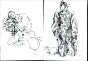 Schey jelzéssel: Alakok, 3 db. Tus, papír, utólagos jelzéssel, 31×21 cm