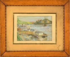 Edith jelzéssel: Szabadság-híd. Pasztell, papír, üvegezett keretben, 18,5×26 cm