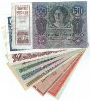 10db-os vegyes magyar korona, pengő, adópengő és forint bankjegy tétel T:I--III