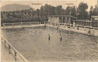 1927 Höltövény, Heldsdorf, Halchiu;  Volksbad / fürdő, fürdőzők. Peter Dück kiadása / swimming pool, bathers (EK)