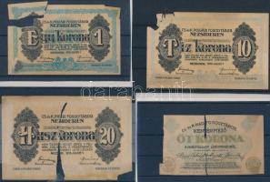 19db régi magyar bankjegy és hadifogolytábor szükségpénz replikája, melyek bemutató célokra készültek T:IV,V mindegyik sérült