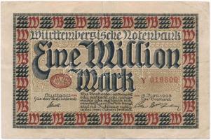 Németország / Weimari Köztársaság / Württemberg 1923. 1.000.000M T:III Germany / Weimar Republic / Württemberg 1923. 1.000.000 Mark C:F