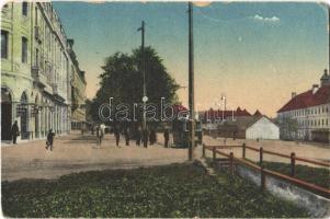 Nagyszeben, Hermannstadt, Sibiu; Hotel Boulevard / utcakép, villamos, szálloda. Kunstanstalt Jos. Drotleff Nr. 503. / street view, hotel, tram (kopott sarkak / worn corners)