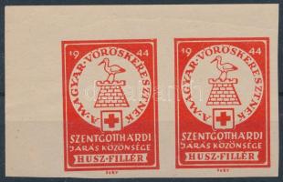 1944 Magyar Vöröskereszt Szentgotthárdi járás vágott levélzáró pár