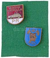 Spanyolország 1978-1986. 2db rendőr járőr jelvény, egyik motoros (30x35mm) T:2 cserélt tűk Spain 1978-1986. 2pcs of diff police patrol badges, one is a motorcycle patrol badge (30x35mm) C:XF replaced needles