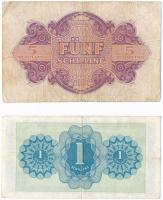 Ausztria / Szövetséges megszállás 1944. 1Sch + 5Sch T:III,III- 
Austria / Allied occupation 1944. 1...