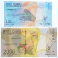 Madagaszkár 2017. 100A + 2000A T:I- 
Madagascar 2017. 100 Ariary + 2000 Ariary C:AU