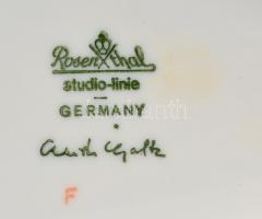 Rosenthal fehér mázas porcelán váza, jelzett, kis kopásnyomokkal, 14×15×6 cm