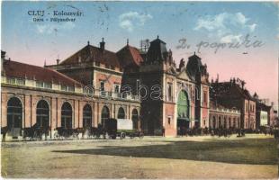 Kolozsvár, Cluj; Gara / Pályaudvar, vasútállomás / railway station + "1940 Kolozsvár visszatért" So. Stpl. (r)