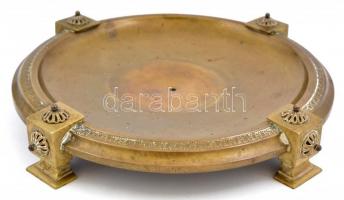 Hiányos réz lábas tál, d: 24 cm