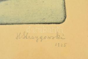 Olvashatatlan jelzéssel: Einsame Bäume. Színezett rézkarc, papír, üvegezett keretben, 13×17 cm