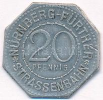 Németország / Nürnberg ~1920. 20pf Al "Nürnberg-Fürther Villamos" bárca T:2,2- Germany / Nürnberg ~1920. 20 Pfennig Al "Nürnberg-Fürther Strassenbahn" token C:XF,VF