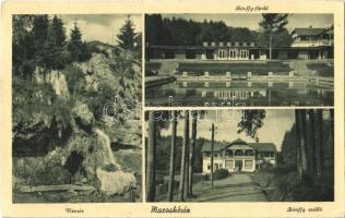 1943 Maroshévíz, Toplita; Vízesés, Bánffy fürdő, Bánffy szálloda / waterfall, spa, swimming pool, hotel (Rb)