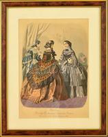 1859 Nővilág, kiadja: Heckenast Gusztáv, illusztráció, üvegezett keretben, 24×17 cm