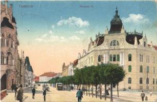 1917 Temesvár, Timisoara; Hunyadi út, villamos / street, tram