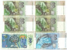 Csehszlovákia 1988. 20K + Szlovákia 2001. 20K (2x) + 2002. 50K + 2004. 20K (2x) T:III
Czechoslovaki...