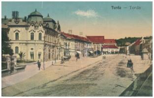 1929 Torda, Turda; utca, üzletek / street, shops (ázott sarkak / wet corners)