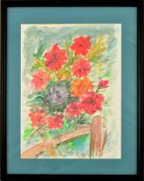 Smith jelzéssel: Virágcsendélet. Akvarell, papír, jelzett, üvegezett keretben, 37,5×27,5 cm