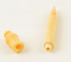 Régi széttekerhető csont tűtartó, h: 7,5 cm