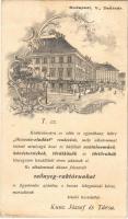 1897 (Vorläufer!) Budapest V. Kunz József és társa üzlete, reklámlap. Deák tér, Art Nouveau