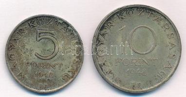 1948. 5Ft Ag "Petőfi" + 10Ft Ag "Széchenyi" T:2 patina
Adamo EM1, EM2
