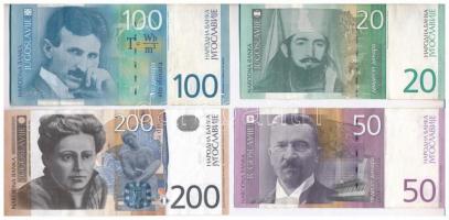 Jugoszlávia 2000. 20D + 50D + 100D + 2001. 200D T:III Yugoslavia 2000. 20 Dinara + 50 Dinara + 100 Dinara + 2001. 200 Dinara C:F