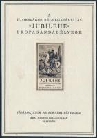 1934 A JUBILEHE bélyegkiállítás propagandabélyegének reklámlapja