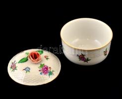 Herendi Eton mintás rózsás bonbonier, kézzel festett, jelzett, apró kopásnyomokkal, m:10 cm