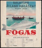 cca 1930-1946 Siófok, Balatoni Állami Halászat halárjegyzék, kis szakadásokkal, 24x21 cm