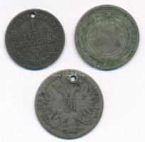 3db-os vegyes rossz tartású, sérült, ezüstpénz tétel, közte Német Államok / Poroszország 1830A 1gr Ag T:3,3- ly. 3pcs of diff silver coins in bad condition, including German States / Prussia 1830A 1 Groschen Ag C:F,VG hole