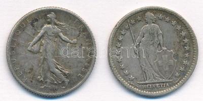 Vegyes: Franciaország 1917. 1Fr Ag + Svájc 1912. 1Fr Ag T:2,2- patina
Mix: France 1917. 1 Franc Ag ...