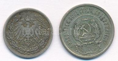 Vegyes: Német Birodalom 1914A 1/2M Ag + Szocialista Szövetségi Szovjet Köztársaság 1923. 20k Ag T:2-...