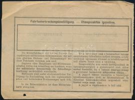 1907 Cs. kir. szab. déli vaspálya-társaság katonamenetjegy