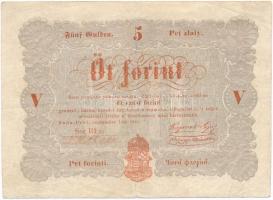 1848. 5Ft Kossuth bankó vörösesbarna T:III Adamo G109