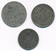 Ausztria 1849A 6kr Ag + 1859A 5kr Ag + 1872. 10kr Ag T:2-,3 patina Austria 1849A 6 Kreuzer Ag + 1859A 5 Kreuzer Ag + 1872. 10 Kreuzer Ag C:VF,F patina