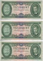 1969. 10Ft (3x) sorszámkövetők T:I-