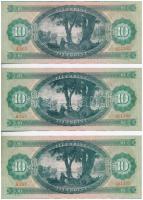 1969. 10Ft (3x) sorszámkövetők T:I-