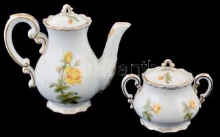 Zsolnay hiányos mokkás készlet, matricás, jelzett, apró kopásnyomossal