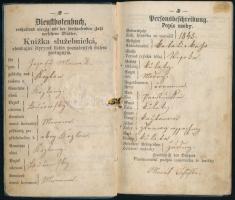 1867 Kétnyelvű cselédkönyv 15 Kr okmánybélyeggel