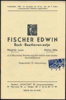 1934 Koncert Hangversenyvállalat Rt. műsorfüzete. Benne: Fischer Edwin Bach-Beethoven-estjével, Rachmaninoff zongoraestjével, filharmóniai hangversennyel, vezényelte és zongorázik: Prokofieff, Fischer Annie zongoraestjével, és más koncertekkel, korabeli reklámokkal.