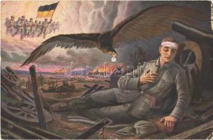 1915 Der Traum des verwundeten Kriegers. No. 3599. / WWI Austro-Hungarian K.u.K. and German military art postcard (EM)