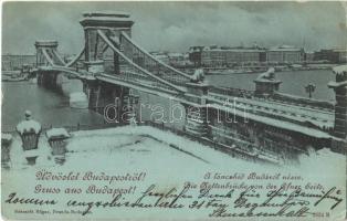 1898 Budapest, Lánchíd Budáról nézve télen (EK)