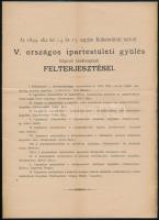 1899 Kolozsvár, Az V. országos ipartestületi gyűlés központi bizottságának felterjesztései, 22p