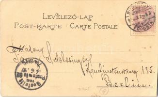 1897 (Vorläufer!) Budapest, Grand Hotel Hungária, Corso. Art Nouveau, floral(vágott / cut)